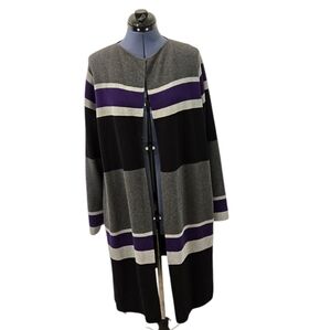 Calvin Klein purple and grey color block open front duster sweater size 1X